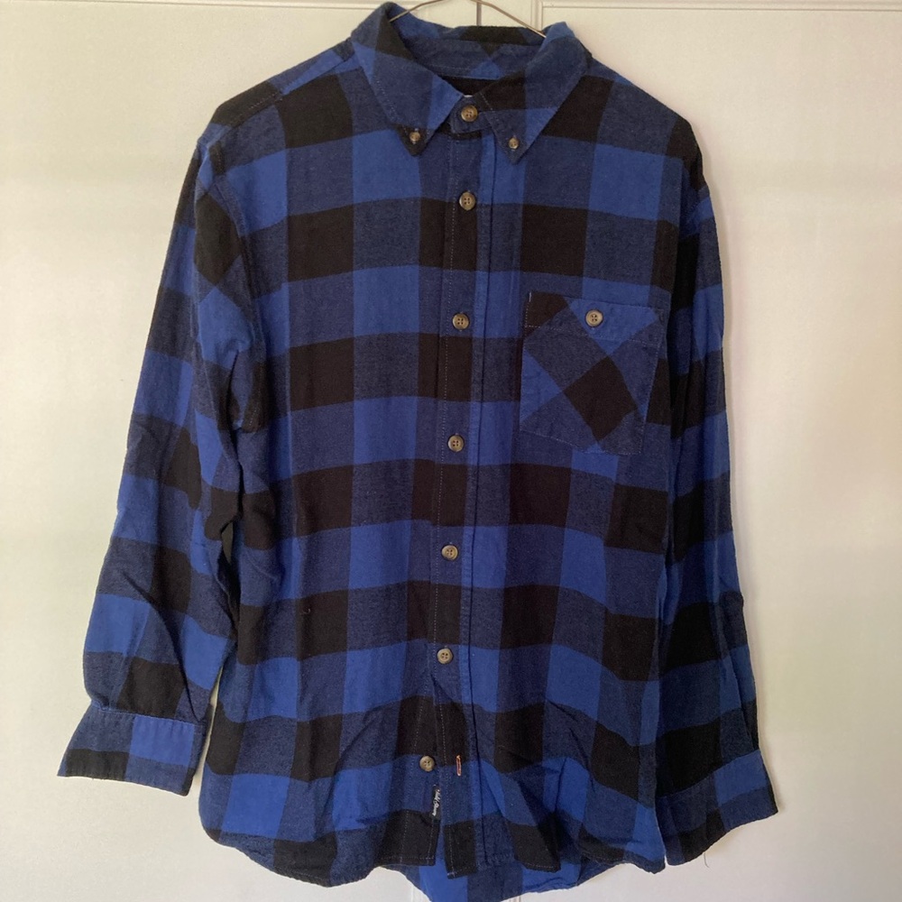 Field & Stream Men's Blue and Black Plaid Shirt
